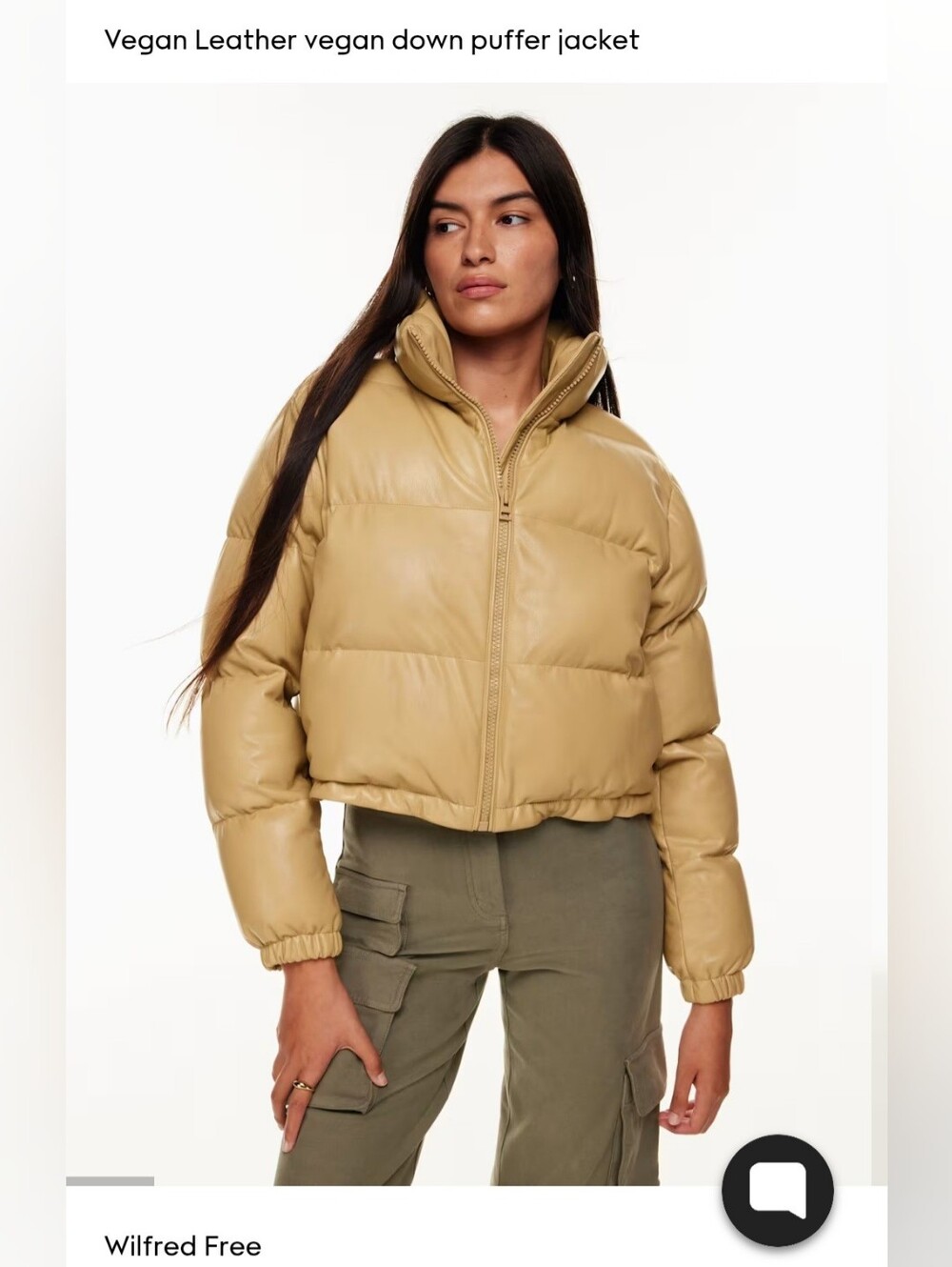 Aritzia Cropped Puffer Jacket in Sandy Beige